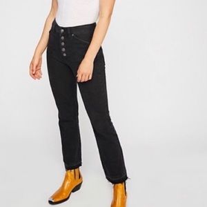 NWT Free People Dylan Raw Hem Black Jeans 30